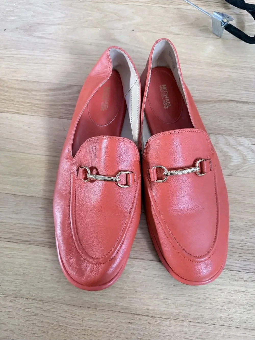Michael Kors Women's Orange Leather Horsebit Loafers